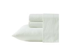 Laura Ashley - Parure de lit pour lit double, draps de lit en percale de coton frais et frais à poches profondes, literie à rayures avec drap-housse et taies d'oreiller assortis (Bedford Skinny Stripe