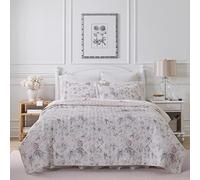 Laura Ashley - Parure de lit pour lit Simple, literie réversible en Coton avec taie d'oreiller Assortie, décoration d'intérieur légère pour Toutes Les Saisons (Floral Rose/Gris, lit Simple)