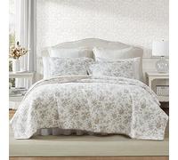Laura Ashley - Parure de lit pour très Grand lit, en Coton à Motif Floral réversible avec taies Assorties, décoration d'intérieur pour Toutes Les Saisons (Jardin Clos, Marron, très Grand lit)