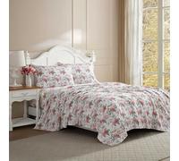 Laura Ashley - Parure de lit Queen Size, draps de lit Doux comme du Beurre avec Une Sensation légère en Satin de Coton naturellement Soyeux et Lisse - Taies d'oreiller et Drap-Housse Assortis