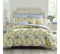 Laura Ashley - Parure de lit Queen Size en Coton réversible avec taies d'oreiller Assorties, Comprend des taies d'oreiller européennes (Jaune Cassidy Queen)