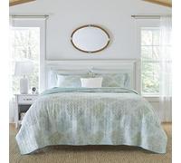 Laura Ashley Parure de lit Queen Size réversible en Coton avec taies d'oreiller Assorties, décoration d'intérieur prélavée pour Plus de Douceur, Bleu (Saltwater Blue), Queen Size