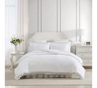 Laura Ashley Parure de lit réversible avec Couvre-oreillers Assortis, décoration d'intérieur de Ferme, en Microfibre, à œillets Volants, Blanc, Grand lit