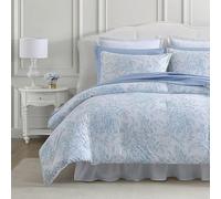 Laura Ashley Parure de lit réversible en Coton avec Couvre-oreillers Assortis, décoration d'intérieur de Style Ferme, Bleu Bedford, Grand lit