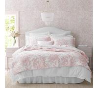 Laura Ashley Parure de lit réversible en Coton avec taies Assorties, décoration d'intérieur légère pour Toutes Les Saisons, Rose Bedford, Grand lit