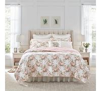 Laura Ashley Parure de lit réversible en Coton, Toutes Saisons, décoration d'intérieur, Joyce, Rose/Blanc, lit Simple