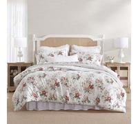 Laura Ashley - Parure de lit réversible en Flanelle de Coton brossé avec taie d'oreiller Assortie, décoration d'intérieur luxueusement Douce et Chaude (Rouge shfield, lit Simple)