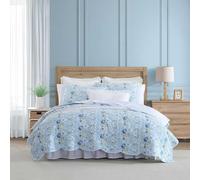 Laura Ashley Parure de lit Super Douce avec taie d'oreiller Assortie, Bord festonné, Pivoine, Bleu Jardin, lit jumeau