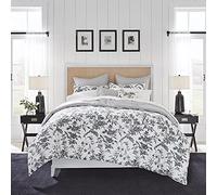 Laura Ashley Parure en Coton, Amberley Noir/Blanc, Grand lit