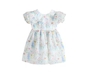 LAURA ASHLEY Robe bleu pastel / vert pastel / rose pastel / blanc, Taille 140