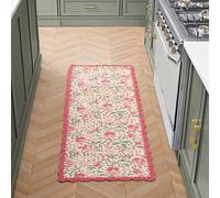 Laura Ashley Sherston Tapis de Couloir en Coton avec Bordure en Crochet Motif Floral Rose Corail Lavable en Machine et antidérapant 0,3 x 1,5 m