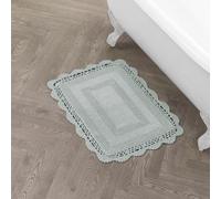 Laura Ashley Tapis de Bain Absorbant réversible au Crochet Doux et Pelucheux, 100% Coton, 43,2 x 61 cm, Vert Sauge