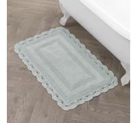 Laura Ashley Tapis de Bain Absorbant réversible au Crochet Doux et Pelucheux, 100% Coton, 61 x 101 cm, Vert Sauge