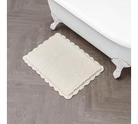 Laura Ashley Tapis de Bain antidérapant avec Bordure en Crochet chiné 100% Coton 43,2 x 61 cm Ivoire
