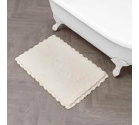 Laura Ashley Tapis de Bain antidérapant avec Bordure en Crochet chiné 100% Coton, 50,8 x 81,3 cm, Ivoire