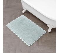 Laura Ashley Tapis de Bain antidérapant avec Bordure en Crochet chiné 100% Coton, 50,8 x 81,3 cm, Turquoise