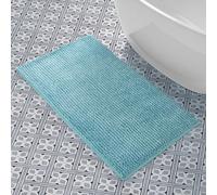 Laura Ashley Tapis de Bain en Chenille Beurre, Absorbant à Poils Longs, antidérapant, en Peluche pour Baignoire et évier - 68,5 x 114,3 cm, Bleu Pray