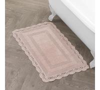 Laura Ashley Tapis de Bain en Coton XL au Crochet, 61 x 101,6 cm, Rose poudré