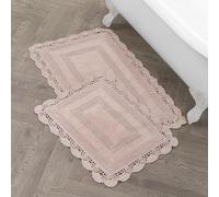Laura Ashley Tapis de Bain et Tapis de Bain en Coton XL, 43,2 x 61 cm/53,3 x 86,4 cm, Rose poudré