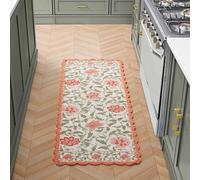 Laura Ashley Tapis de Couloir en Coton avec Bordure en Crochet, Motif Coquelicot pâle, Lavable en Machine et antidérapant, 0,3 x 1,5 m