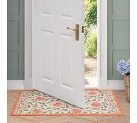 Laura Ashley Tapis décoratif en Coton avec Bordure en Crochet - Motif Coquelicots pâles - Lavable en Machine et antidérapant - 66 x 114,3 cm