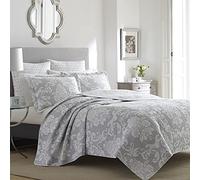 Laura Ashley Venetia Cotton Reversible Quilt, Full/Queen, Gray