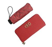 Laura Biagiotti Coffret Cadeau Femme, Portefeuille Femme en PU et Parapluie Super Mini Pliable de Poche, Set Élégant