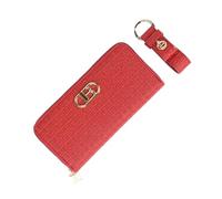 Laura Biagiotti Coffret Cadeau Femme - Portefeuille Zippé Simili Cuir Rouge avec Porte-Clés Coordonné Élégant