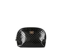 Laura Biagiotti Nécessaire Line Chalki Lot de 2 pièces, cuir synthétique peint, impression monogramme, accessoires dorés, fermeture à glissière ART. LB26S-282, Noir , Medium: 26X17,5X6,5 Cm; Small