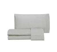 Laura Biagiotti, Parure de lit Double Couleur Unie avec Broderie, 100% Percale de Coton, Drap Plat, Drap Housse avec Angles, Paire de taies d'oreiller, Ivoire