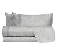 Laura Biagiotti Parure de lit Double en Coton, Parure de lit Fantaisie, 100% Coton, Drap Housse + Drap Housse + Paire taies d'oreillers, Nefeli Gris Perle