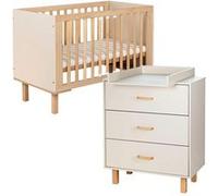 Mon Mobilier Design Laura Ensemble bébé Commode et lit évolutif 120x60 Champagne + Plan à Langer Commode