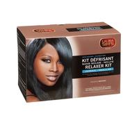 Kit de Défrisage cheveux Afro sans Soude 4 en 1 - Défrisage Cheveux crépus - Au Beurre de Karité et kératine - Crème défrisante + lotion activatrice + shampoing + soin hydratant