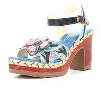 Laura Vita 0005325 Sandales pour femme en cuir bleu avec plateau, talon haut 10 cm, bleu, 39 EU