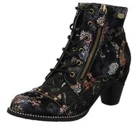 Laura Vita Alicizeeo 12 Bottines à lacets en noir avec fleurs en bronze et rivets pour l'automne Bronze Noir, bronze noir, 36 EU