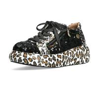 Laura Vita Baskets à paillettes pour femme avec plateau léopard Sodao 02, Noir , 37 EU