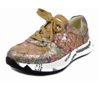 Laura Vita Baskets pour femme en cuir et tissu multicolore, semelle amovible, BURTON05, Vert violet, 41 EU