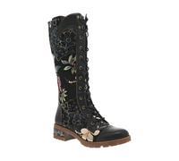 LAURA VITA - Bottes Femme Noires et à Lacets Plats et Zip