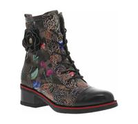 LAURA VITA - Bottines en cuir multicolores à talon décroché bas avec lacets et zip latéral - Taille numeric_36