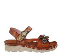 LAURA VITA CONFORTABLE SANDALE FLOREADA AJUSTABLE FEMME DORRY-21 CUIR MARRON talla numeric_39