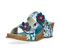 LAURA VITA Mules en Cuir pour Femmes Bonito 22, Pointure:37 EU, La Couleur:Turquoise