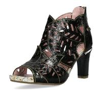 LAURA VITA Sandales Mode Femme Albane 048, Pointure:40 EU, La Couleur:Noir