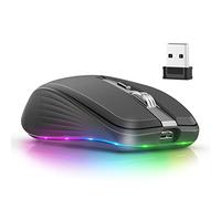 LAURAG Souris sans fil, 2,4 G + BT5.1 Souris wirel double mode Souris de jeu pour ordinateur Design ergonomique DPI réglable à 4 vitesses Batterie rechargeable intégrée pour ordinateur portable
