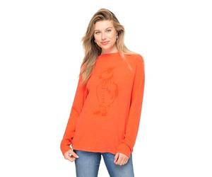 LAURASØN Sweat-Shirt à imprimé Oiseau, col Montant et Manches Longues. Label Oeko-TEX Orange Rouge XL 822700663-XL