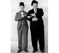 Laurel & Hardy #11 Happy Affiche humoristique sans cadre Noir et blanc Format A4 Décoration murale