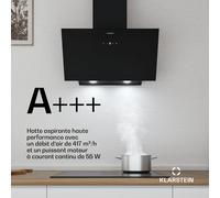 Laurel hotte inclinée | mode évacuation et recyclage | verre de sécurité | 417 m³/h | 60 cm A+++