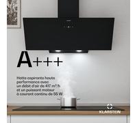 Laurel hotte inclinée | mode évacuation et recyclage | verre de sécurité | 417 m³/h | 90 cm A+++