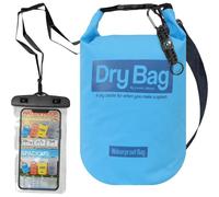 Laurel & Mason Sac étanche avec étui étanche pour téléphone portable, multicolore, 5 l, Sac étanche avec étui de téléphone IPX8, sangles réglables, mousqueton et boussole, hermétique