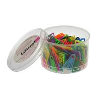 Laurel Trombones Plasticlip, 35 mm, color‚, paquet de 200 en plastique, triangulaire, antimagn‚tique, antiallergique, non toxique, capacit‚ de saisie: … 30 feuilles, dans une boŒte transparente contenu: 200 piŠces (1303-98)