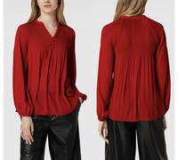 Lauren Ralph Lauren Blouse À Plis Chemisier T-Shirt Tee Rouge À Lèvres